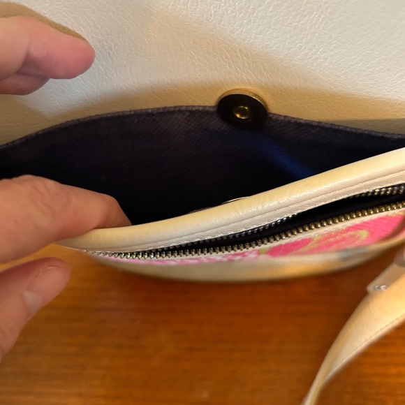 Spartina 449 Bright Floral Print Linen Body Leather Trim Women's Purse - Picture 6 of 16